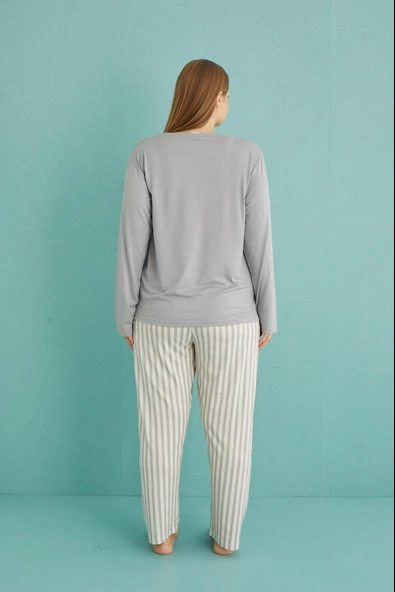 Gd Goldoremi 50802-19 Büyük Beden Kadın Amazing Milan Kumaş Pijama Takım - 8