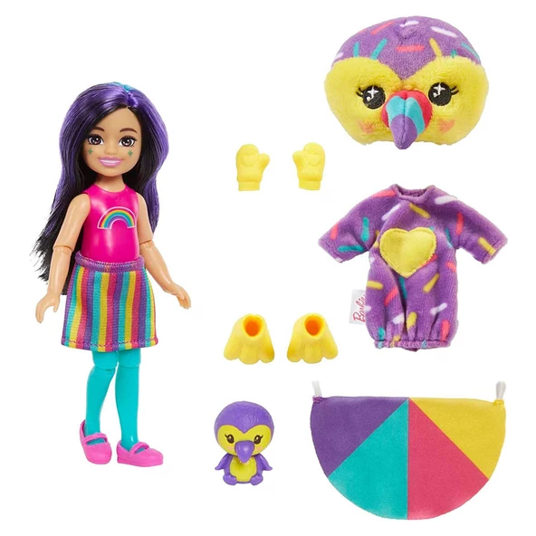 Barbie Cutie Reveal Bebekler Chelsea Tropikal Orman Serisi HKR12 HKR16 Kuş - 2