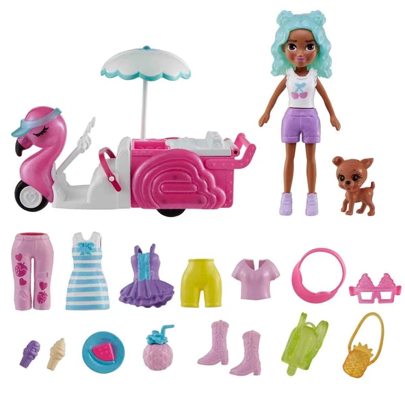 Polly Pocket Flamingo Atıştırmalık Arabası HWP24