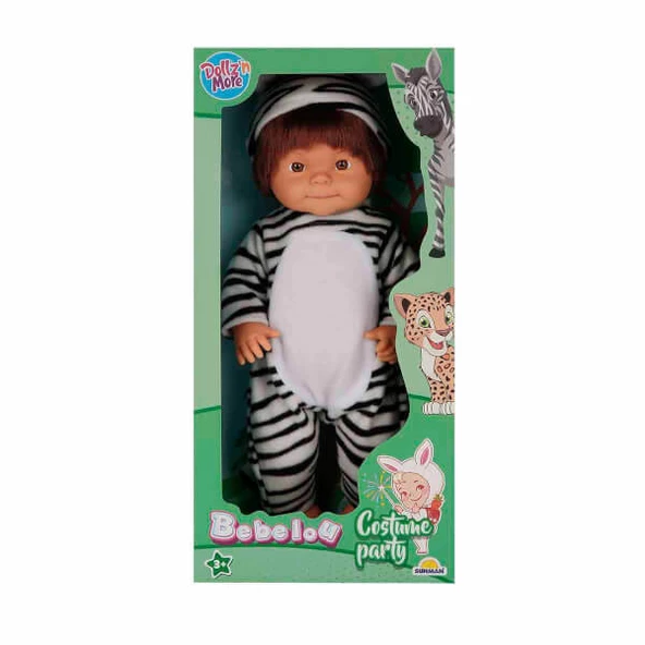 Dollz n More Bebelou Kostüm Partisi Bebeği 40 cm 26236 Zebra Kostümlü