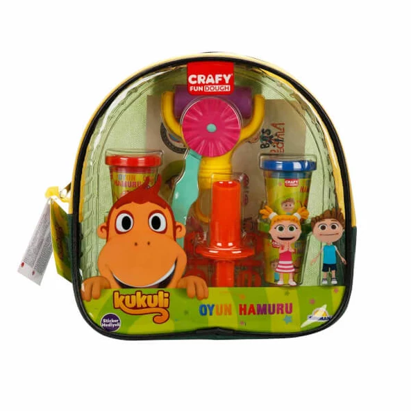 Crafy Kukuli Sırt Çantalı Oyun Hamuru Seti 200 g 18 Parça 24669 Sarı Çanta