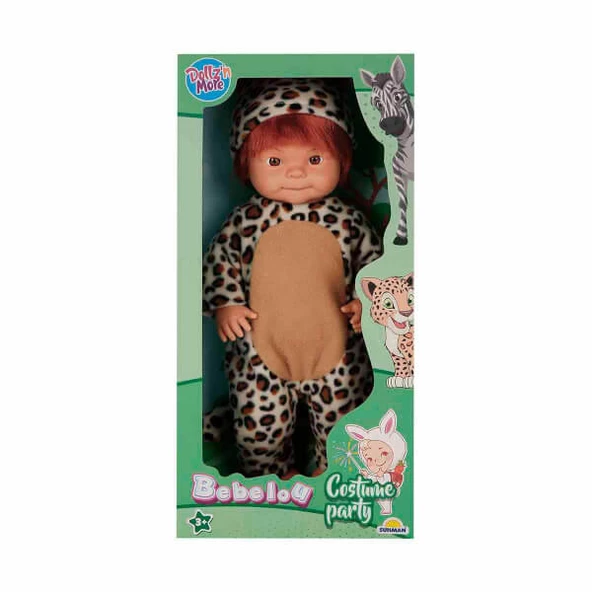 Dollz n More Bebelou Kostüm Partisi Bebeği 40 cm 26236 Leopar Kostümlü