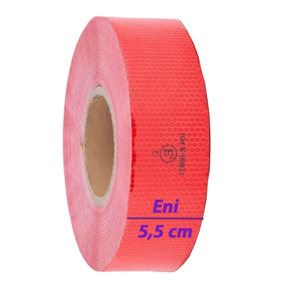 3 MT Reflektörlü Reflektif Fosforlu Araç Oto Kamyon Şerit Bant Tüvtürk Onaylı Düz Kırmızı İkaz Bandı - Resim 4