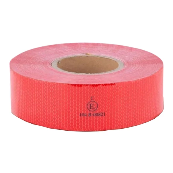 3 MT Reflektörlü Reflektif Fosforlu Araç Oto Kamyon Şerit Bant Tüvtürk Onaylı Düz Kırmızı İkaz Bandı - Resim 5