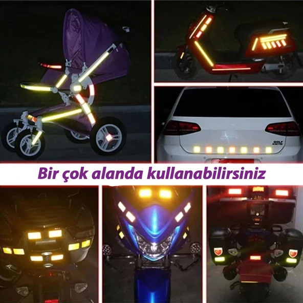 1 MT Reflektörlü Reflektif Fosforlu Araç Oto Kamyon Şerit Bant Tüvtürk Onaylı Düz Beyaz İkaz Bandı - 2