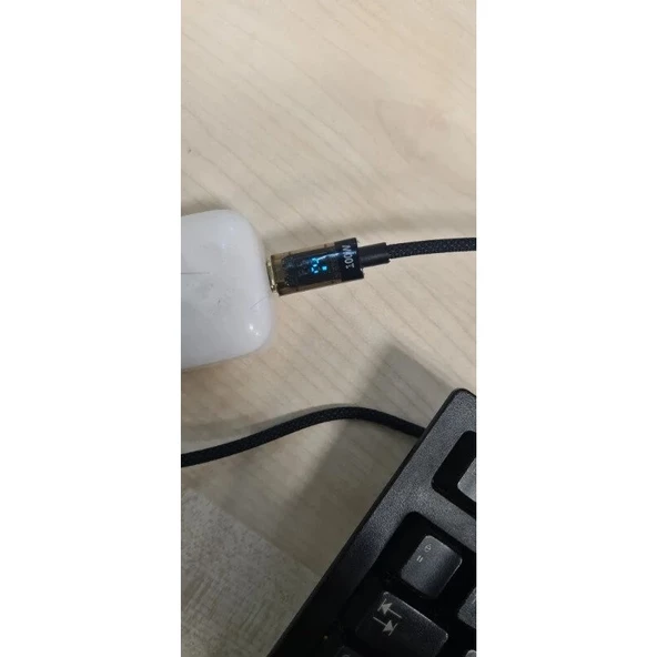 Pd 100W Type-C Totype-C LED Ekran Kablo 100W Digital Göstergeli Şeffaf Başlık Tasarim Hasir Type-C To Type-C Ultra Hızlı C141TT - 3