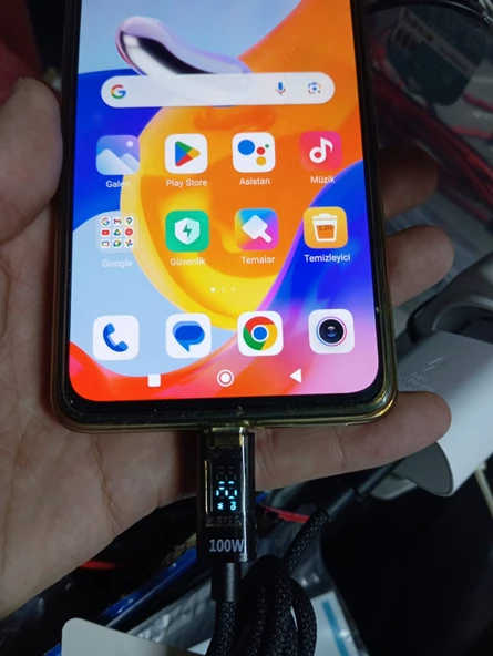 Pd 100W Type-C Totype-C LED Ekran Kablo 100W Digital Göstergeli Şeffaf Başlık Tasarim Hasir Type-C To Type-C Ultra Hızlı C141TT - 5