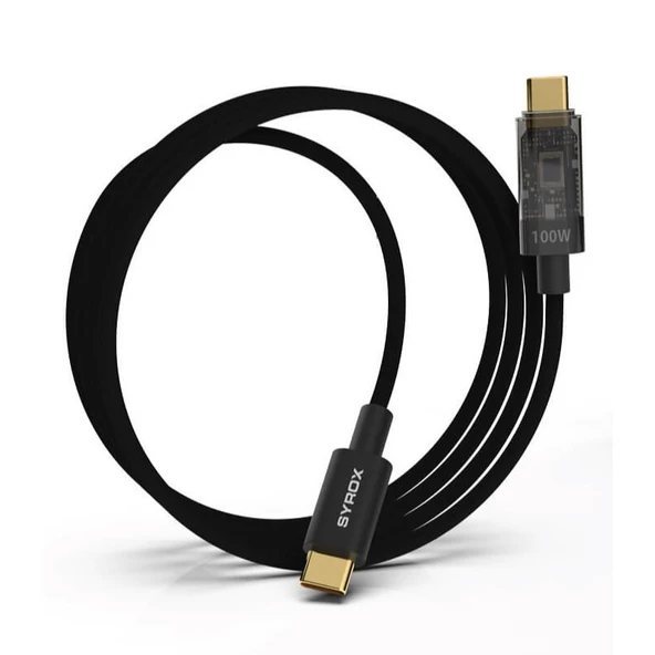 Pd 100W Type-C Totype-C LED Ekran Kablo 100W Digital Göstergeli Şeffaf Başlık Tasarim Hasir Type-C To Type-C Ultra Hızlı C141TT - 2