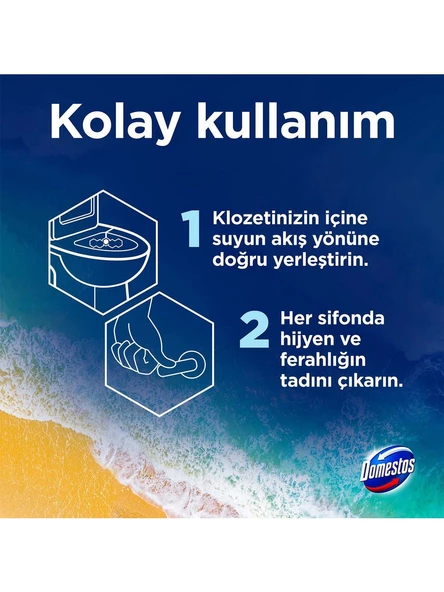 Domestos WC Blok 5'li Güç Tuvalet Bloğu Okyanus Ferahlığı Maksimum Hijyen 100 Gr x 3 Adet - 7