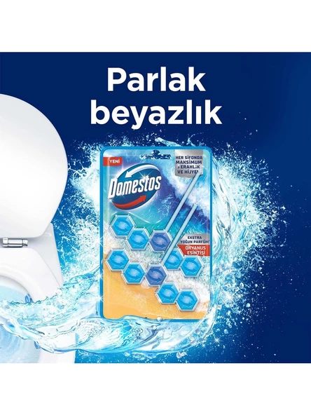 Domestos WC Blok 5'li Güç Tuvalet Bloğu Okyanus Ferahlığı Maksimum Hijyen 100 Gr x 4 Adet - 3