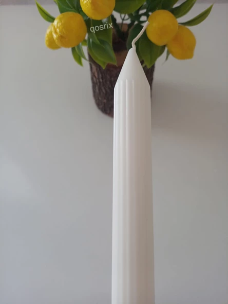 qosrix 20'li Beyaz Şamdan Soya Mumu 1. Kalite Soya Doğal Vanilya Kokulu Uzun Çubuk Konik Mum Dekoratif - Resim 3