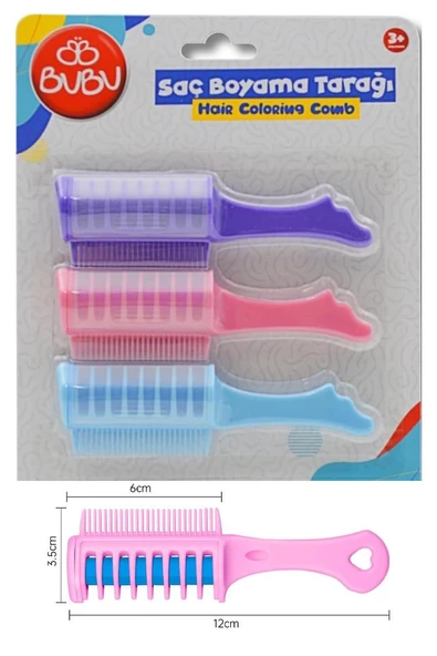Saç Boyama Tarağı 3 lü 1 Paket Bubu Saç Boyama Tarak Pembe Mor ve Pembe Parlak Renkler Uygulaması Kolay ürün görseli