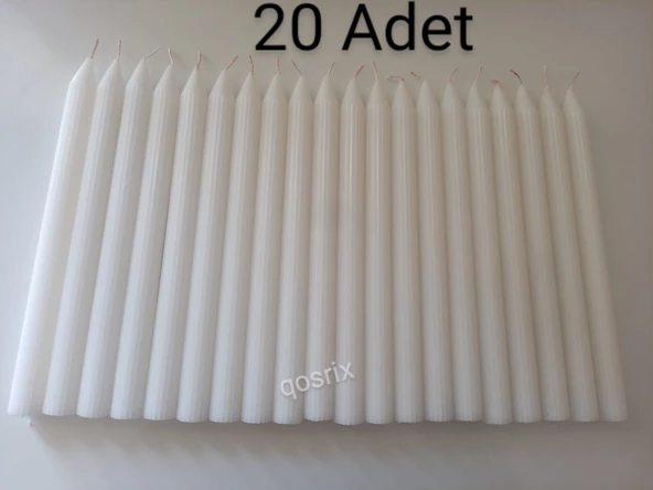 qosrix 20'li Beyaz Şamdan Soya Mumu 1. Kalite Soya Doğal Vanilya Kokulu Uzun Çubuk Konik Mum Dekoratif ürün görseli