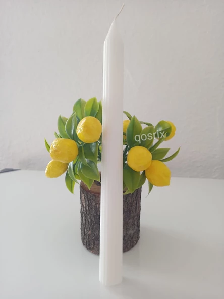 qosrix 20'li Beyaz Şamdan Soya Mumu 1. Kalite Soya Doğal Vanilya Kokulu Uzun Çubuk Konik Mum Dekoratif - Resim 4