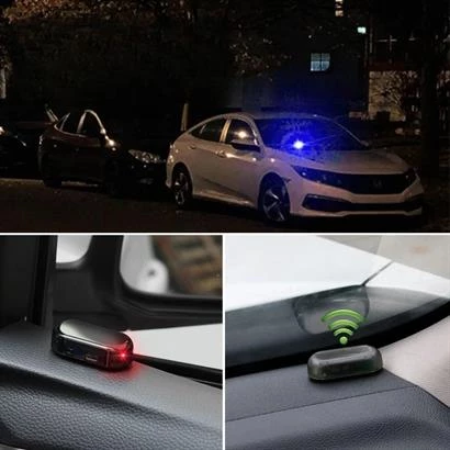 Alarm Araç İçin Caydırıcı Solar Şarj Olan Güçlü Yapışkanlı Işıklı Plastik Mini Sahte Alarm - 10