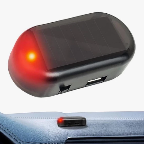 Alarm Araç İçin Caydırıcı Solar Şarj Olan Güçlü Yapışkanlı Işıklı Plastik Mini Sahte Alarm - 4