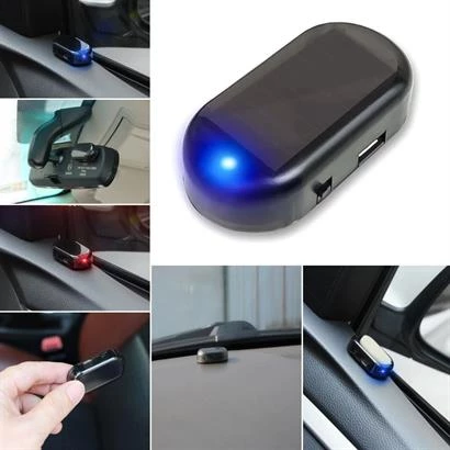 Alarm Araç İçin Caydırıcı Solar Şarj Olan Güçlü Yapışkanlı Işıklı Plastik Mini Sahte Alarm - 9