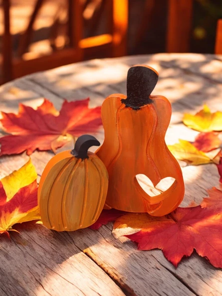 Naturel Görünümlü Aşık Balkabakları 2'li Dekor - 2