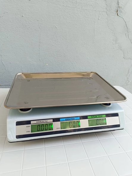 40 KG PİLLİ VE ŞARJLI-FİYAT HESAPLAMALI VE SAYIM ÖZELLİKLİ TERAZİ-METAL PANEL TARTI-2 YIL GARANTİLİ - 3