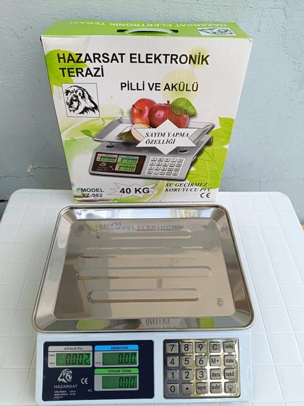 40 KG PİLLİ VE ŞARJLI-FİYAT HESAPLAMALI VE SAYIM ÖZELLİKLİ TERAZİ-METAL PANEL TARTI-2 YIL GARANTİLİ - 7