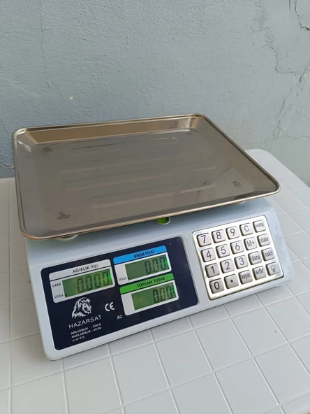 40 KG PİLLİ VE ŞARJLI-FİYAT HESAPLAMALI VE SAYIM ÖZELLİKLİ TERAZİ-METAL PANEL TARTI-2 YIL GARANTİLİ - 5