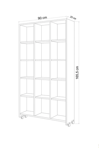 Mymob Crotone Tekerlekli Geniş Kitaplık - 3