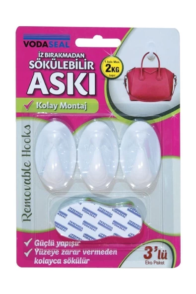 Vodaseal 3lü Beyaz Iz Bırakmayan Askı Hr-01
