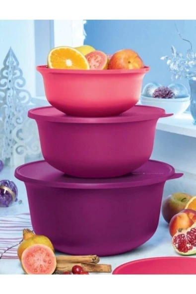 Tupperware Aloha 3 Lü Set Saklama Servis Hazırlık Kabı