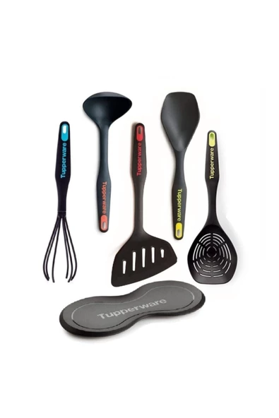 Modern Peri 6lı Set Kaşık Kepçe Spatula Çırpıcı Kevgir Kaşıklık