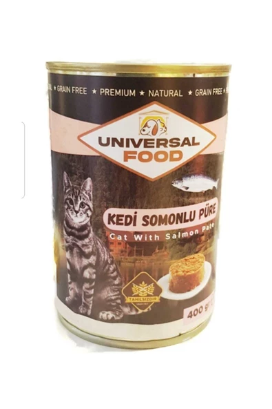 Unıversal Food Somonlu Tahılsız Püre Kedi Konserve Yaş Mama 400gr*12 Adet