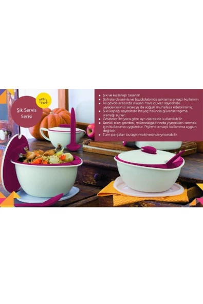 Şık Servis 4.3litre Mikrodalga Fırın Isıtma Tenceresi - 6