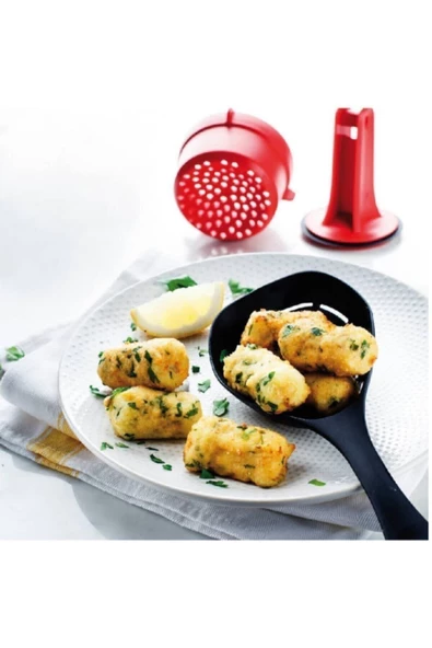 Modern Peri Büyük Kevgir Sarı Süzgeçli Kepçe - 5