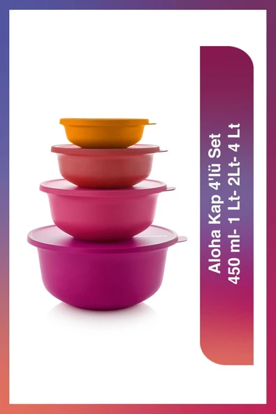Aloha Kap 4'lü Set 450 Ml- 1 Lt- 2lt- 4 Lt