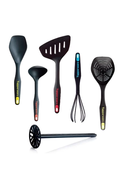 Kevgir Kepçe Spatula Çırpıcı Servis Kaşığı Patates Ezici Modern Peri Set