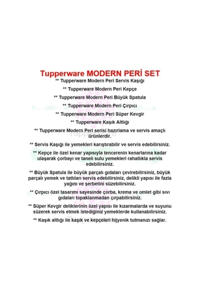Modern Peri Set Kaşık Kepçe Spatula Çırpıcı Kevgir Kaşık Altlığı - 3