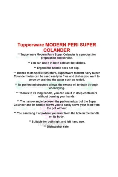 Modern Peri Büyük Kevgir Sarı Süzgeçli Kepçe - 6