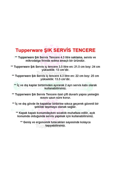 Şık Servis 4.3litre Mikrodalga Fırın Isıtma Tenceresi - 3