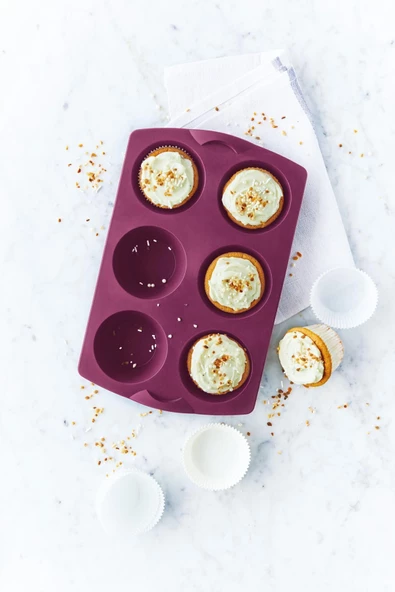 Silikon 6'lı Muffin Pişirme Kalıbı Mor - 4