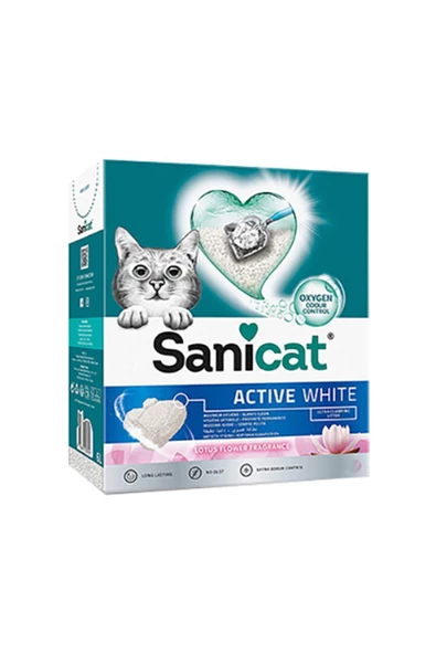 Sanicat Active White Topaklanan Kedi Kumu Lotus Çiçeği Kokulu 6 Lt