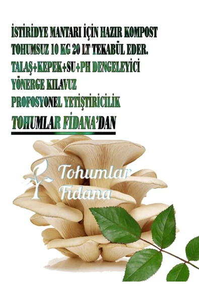 Istiridye Mantar Kompostu Vakumlu 10 Kg 20 Lt ( +ekim Kılavuzu )