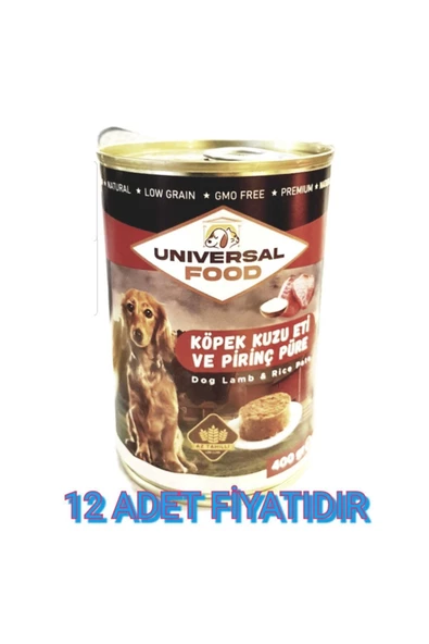 Unıversal Food Kuzu Etli Ve Pirinçli Püre Köpek Konserve Yaş Mama 400gr* 12 Adet Fiyatıdır