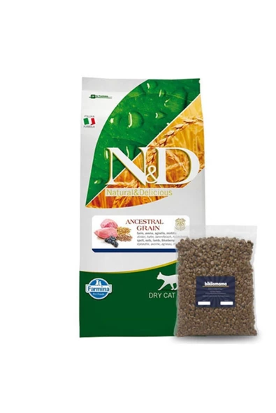 Düşük Tahıllı Kuzu Etli Yaban Mersinli Yetişkin Kedi Maması 1 Kg Vakum Paketleme