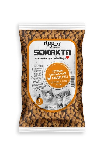Mycat Sokakta Tavuk Etli Yetişkin Kedi Maması 1kg ürün görseli 1
