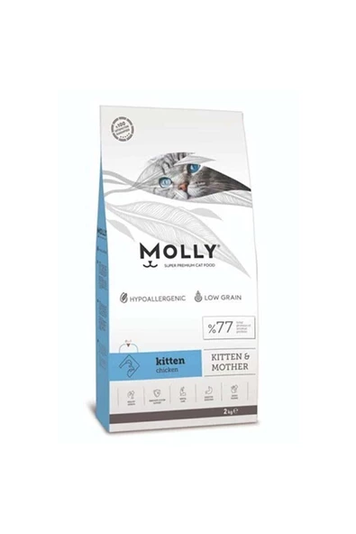 Molly Düşük Tahıllı Hipoalerjenik Tavuklu Kitten Maltlı Yavru Kedi Maması 750 Gr-