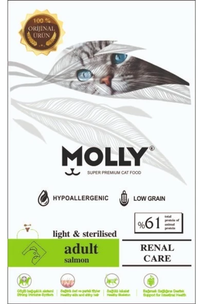 MOLLY Sterilised Somonlu Kısırlaştırılmış Kedi Maması 1 Kg Şeffaf Pkt ürün görseli 1