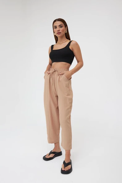 Camel Cepli Ayrobin Şalvar Pantolon - 2