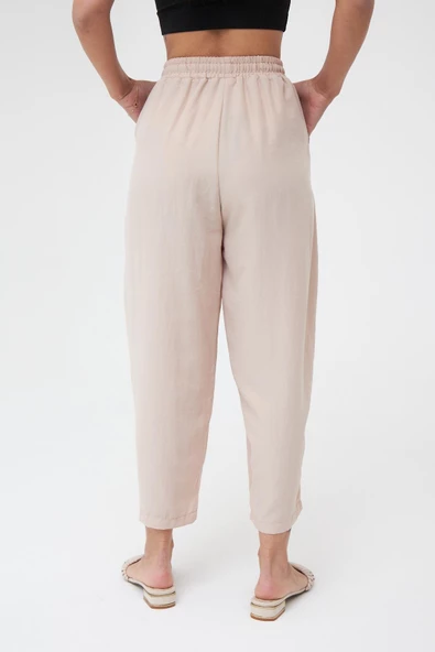 Krem Cepli Ayrobin Şalvar Pantolon - 4