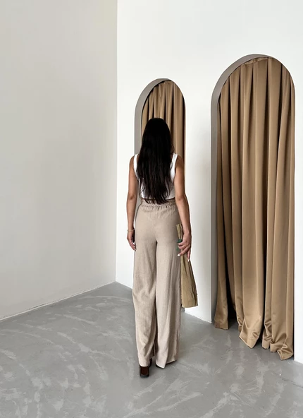 Vizon %100 Keten Palazzo Pantolon - 7