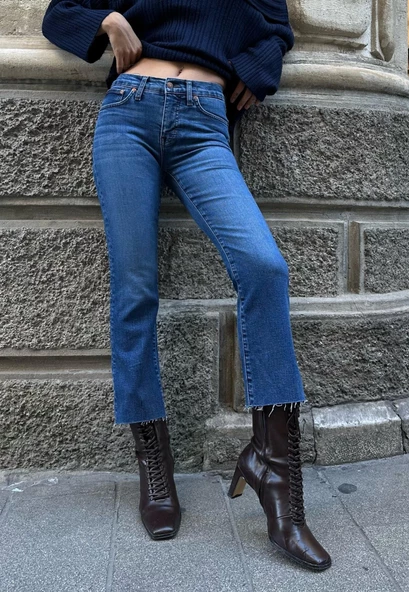 Mavi Renk Orijinal Marka Wide Leg Jean Pantolon - 2