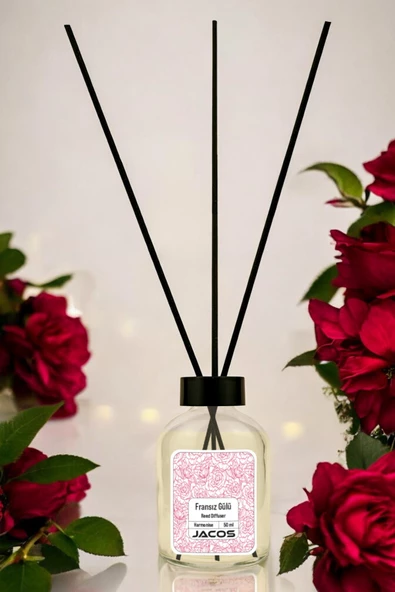 Fransız Gülü Kokulu Bambu Çubuklu Fransız Gülü Kokulu Çubuklu Oda Kokusu 50ml Reed Diffuser - 3